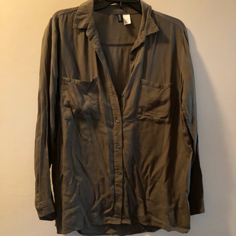 Olive button down collared shirt